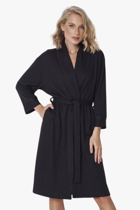 Жіночий халат подовжений ARUELLE Annalise bathrobe black Annalise bathrobe black