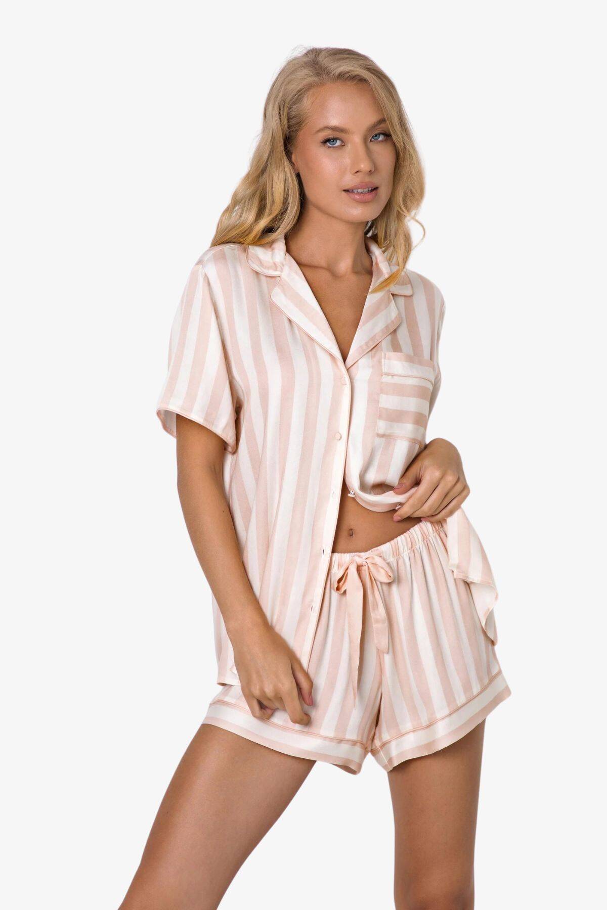 Пижама женская с шортами ARUELLE Brie pajama short, молочный вид 0