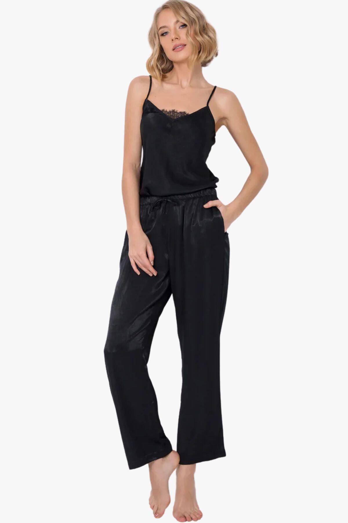 Жіноча піжама з брюками ARUELLE Dominique pajama long, чорний вид 0