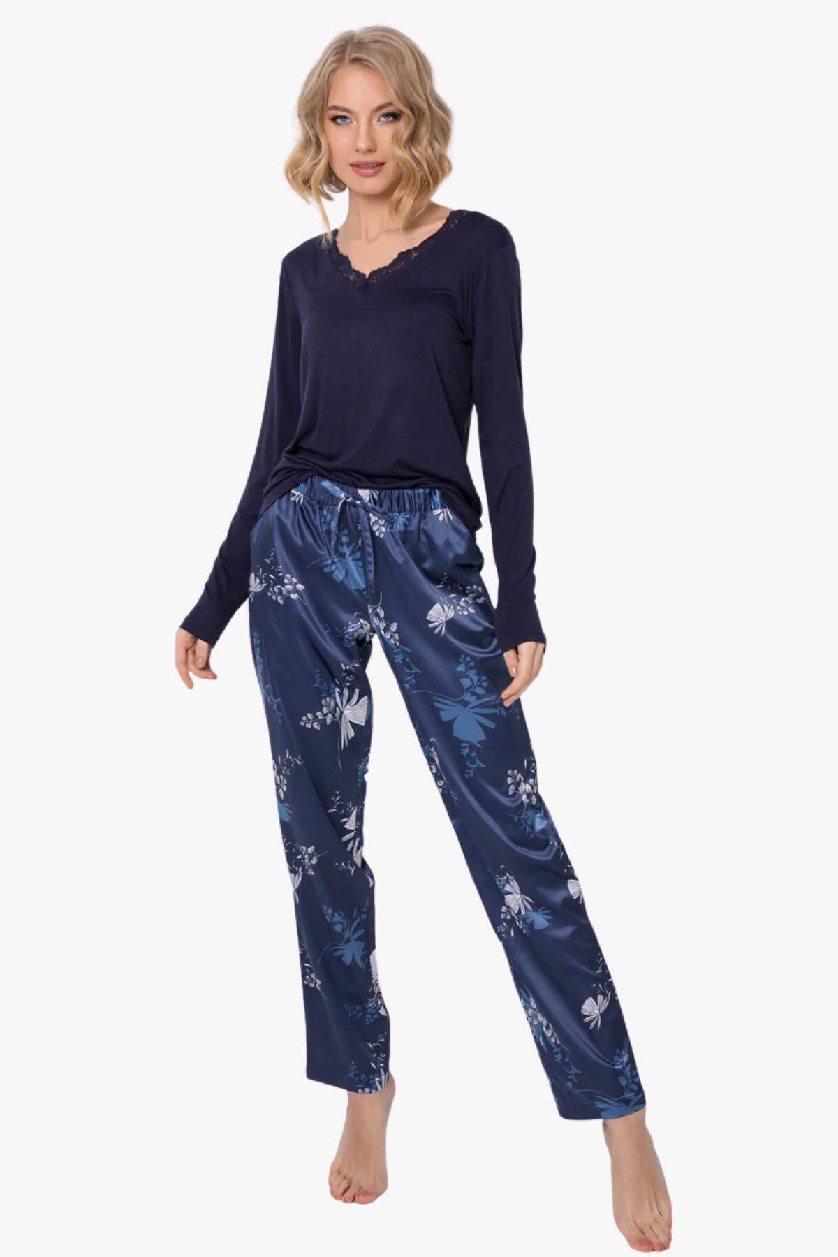Жіноча піжама з брюками ARUELLE Whiley pajama long, синій вид 0