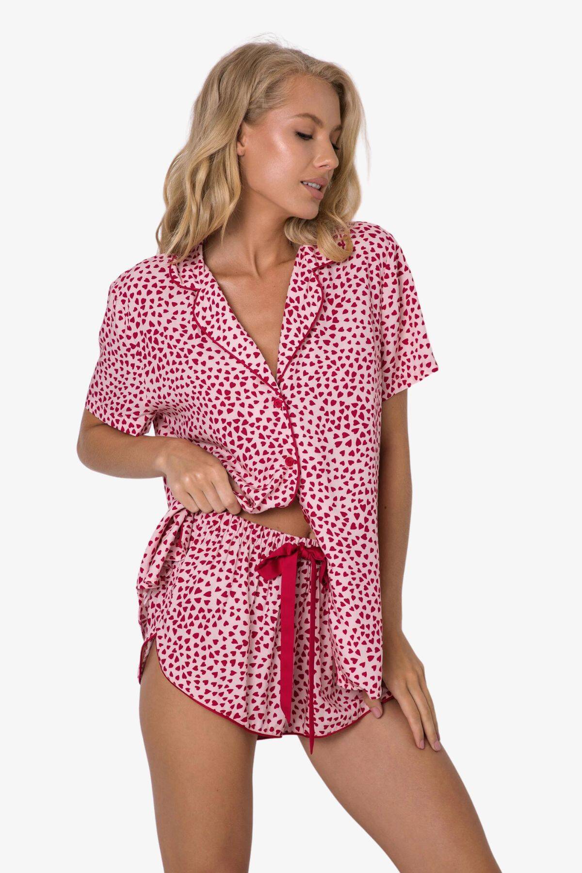 Пижама женская с шортами ARUELLE Erica pajama short, малиновый вид 0