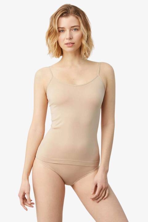 Майка жіноча на тонких бретелях, бежевий 