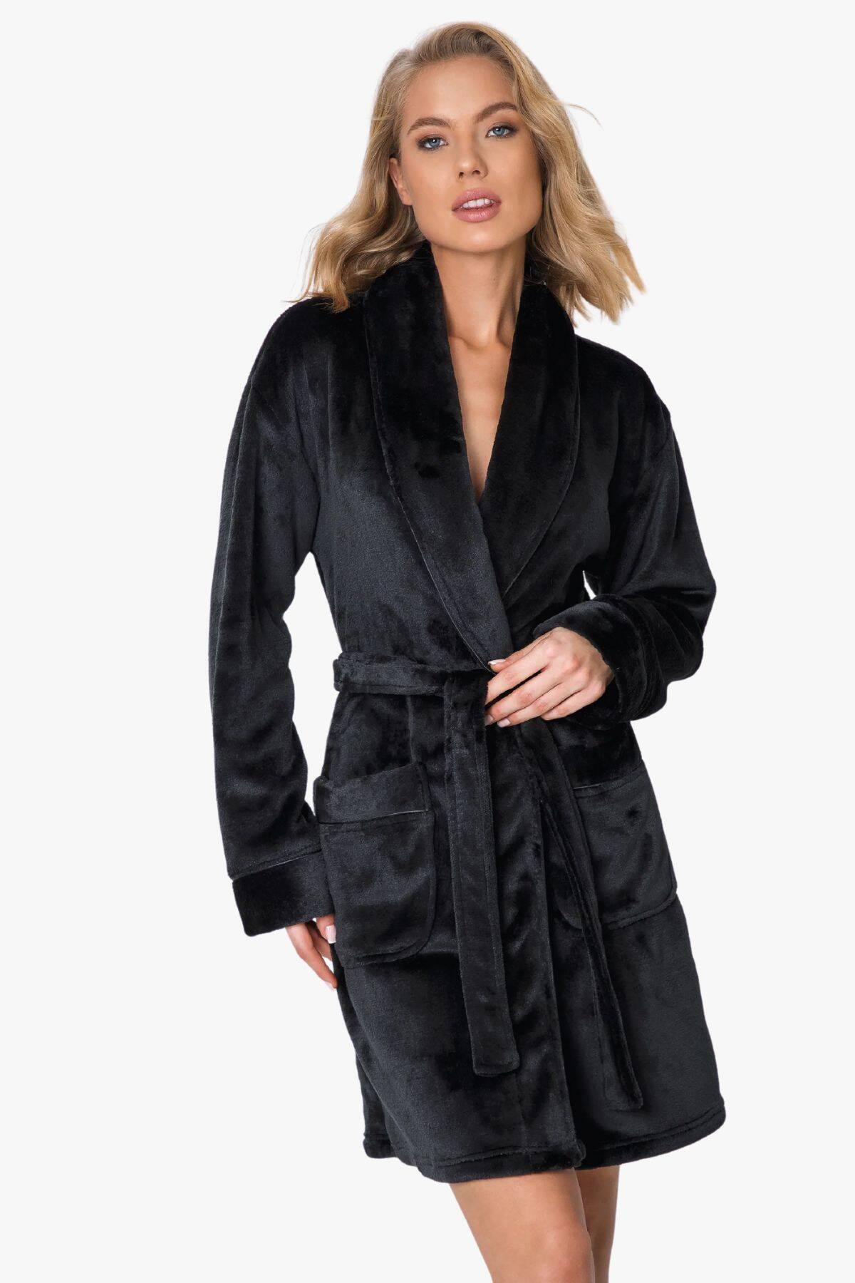 Халат жіночий укорочений ARUELLE Eve bathrobe black вид 0