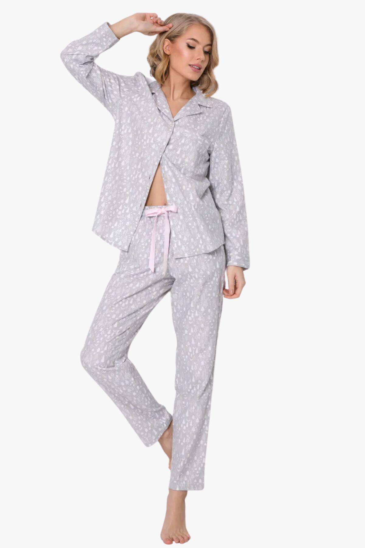 Піжама жіноча з брюками ARUELLE Aria pajama long, сірий вид 0