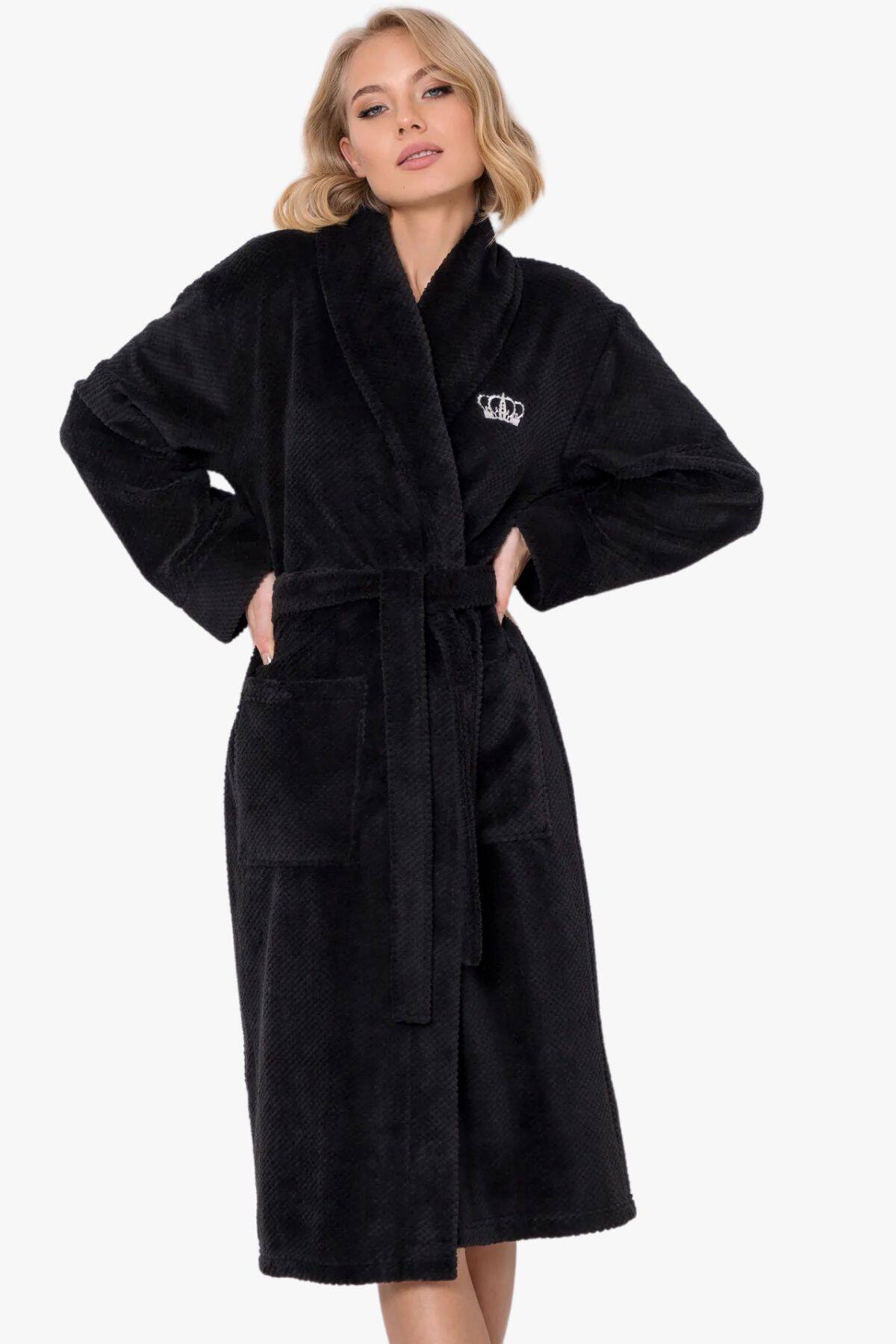 Халат женский удлиненный ARUELLE Kate bathrobe black, черный вид 0
