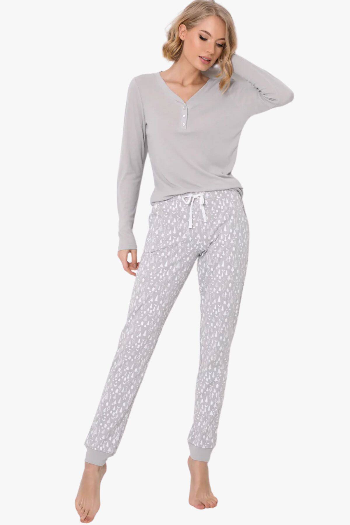 Жіноча піжама з брюками ARUELLE Arianne pajama long, сірий вид 0