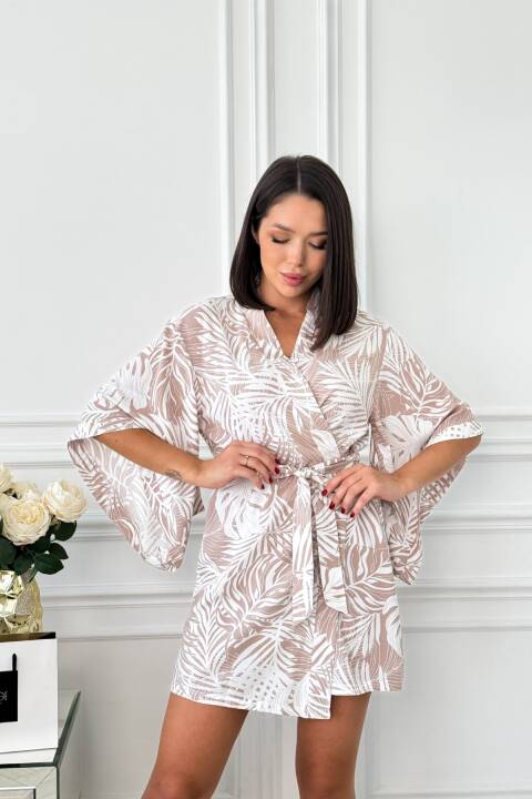 Жіночий халат укорочений, Бежева папороть 