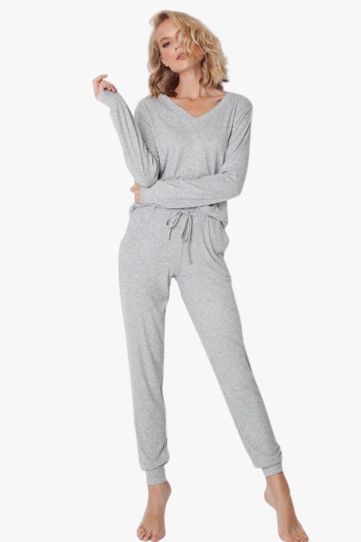 Пижама женская с брюками ARUELLE Tina set grey, grey вид 0