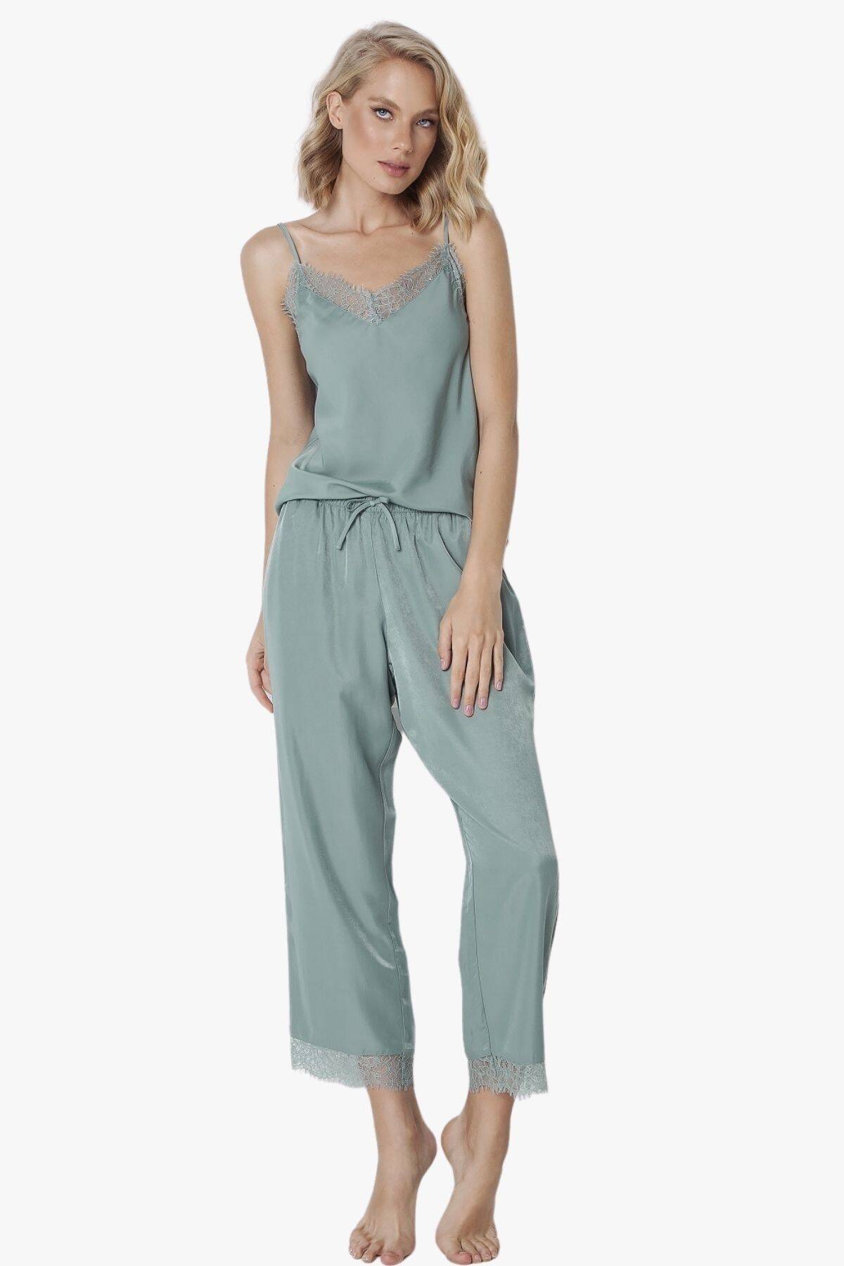 Пижама женская с брюками ARUELLE Emery pajama long, mint вид 0
