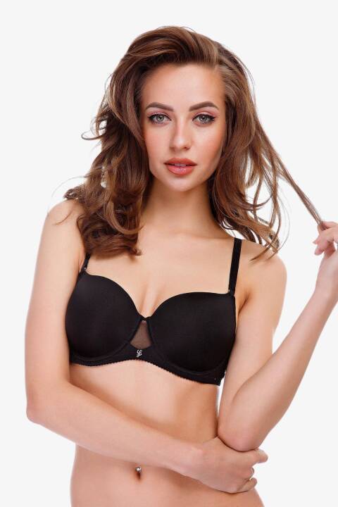Бюстгальтер балконет, чорний 